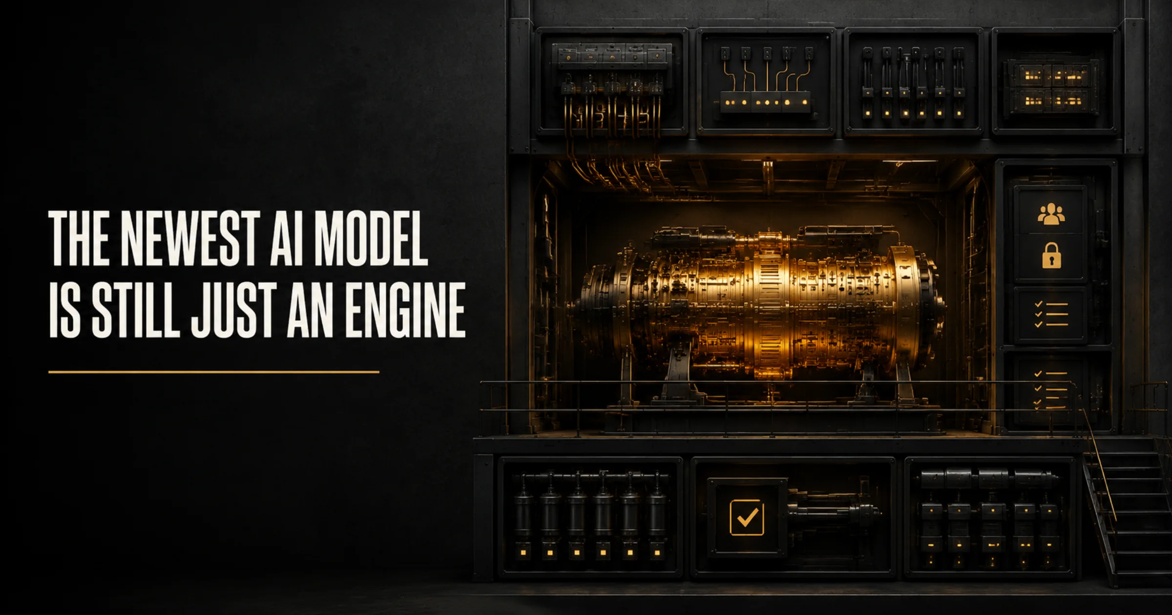 Abstract AI model engine visual for enterprise control-plane architecture